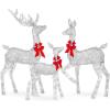 imageBest Choice Products 3Piece Large Lighted Christmas Deer Family Set 5Ft Outdoor Yard Decoration with 360 LED Lights Stakes Zip Ties  RattanSilver  Large
