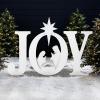 imageBest Choice Products 46in Outdoor JOY Christmas Nativity Decoration 3 Piece Yard Decor Sign Holy Weather Resistant PVC Silhouette for Garden  RedWhiteWhite