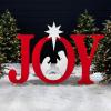 imageBest Choice Products 46in Outdoor JOY Christmas Nativity Decoration 3 Piece Yard Decor Sign Holy Weather Resistant PVC Silhouette for Garden  RedWhiteRedWhite