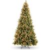 imageBest Choice Products 6ft PreLit PreDecorated Pine Hinged Artificial Christmas Tree w 1000 Flocked Frosted Tips 59 Pine Cones 250 Lights Metal Base45ft