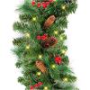 imageBest Choice Products 9ft PreLit Holiday PreDecorated Christmas Garland for Stairs Fireplace Decoration wPVC Tips 50 Lights Pine Cones Berries  SemiFlockedGreenBerries  Corded