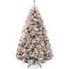 imageBest Choice Products PreLit Artificial Christmas Tree 75ft Snow Flocked Design Pine Tree Full Appearance Snowy wEasy Assembly Metal StandGreen