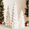 imageBest Choice Products Set of 3 Ceramic Christmas Trees PreLit HandPainted Tabletop Holiday Decoration wMulticolor Bulbs LED Lights  GreenWhite W Warm White Lights