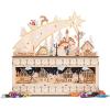 imageBest Choice Products Wooden Christmas Advent Calendar Shooting Star Holiday Decoration wBatteryOperated LED Light Background