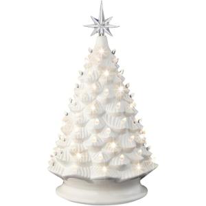 imageBest Choice Product 24in Extra Large Ceramic Christmas Tree PreLit HandPainted Tabletop XL Indoor Holiday Tree 74 Multicolor Bulbs LED Lights  GreenWhite W Warm White Lights