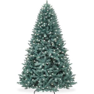 imageBest Choice Products 6ft PreLit Blue Spruce Christmas Tree Artificial Full Hinged Decor Holiday Decoration w 250 Warm White Incandescent Lights 900 Tips Foldable Metal BaseGreen