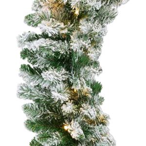 imageBest Choice Products 9ft PreLit Holiday PreDecorated Christmas Garland for Stairs Fireplace Decoration wPVC Tips 50 Lights Pine Cones Berries  SemiFlockedGreenFlocked  Battery