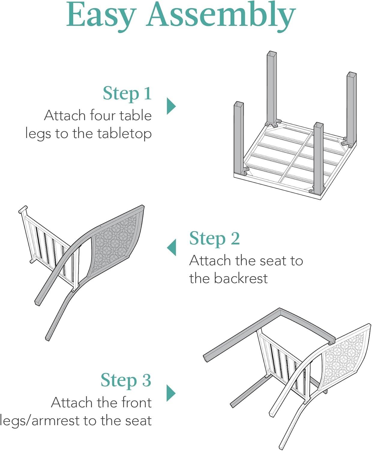imageBest Choice Products 3Piece Outdoor Bistro Set Stackable Modern Steel Furniture for Porch Garden w 2 Chairs Table Geometric Decor  PeachSky Blue