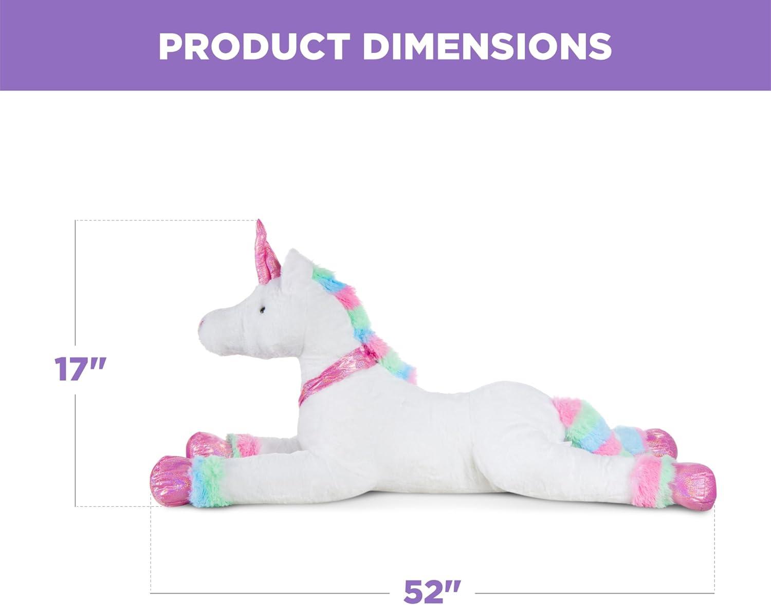 imageBest Choice Products 52in Kids Extra Large Plush Unicorn LifeSize Stuffed Animal Toy wRainbow Details  Soft White FurWhite