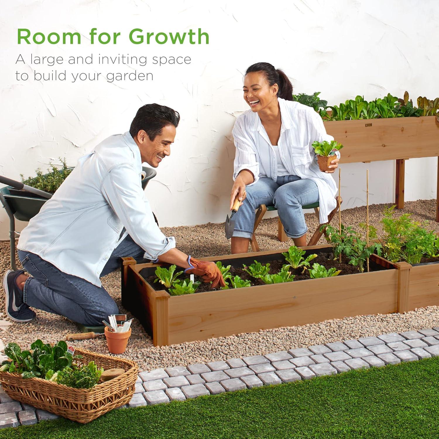 imageBest Choice Products 8x2ft Outdoor Wooden Raised Garden Bed Planter for Vegetables Grass Lawn Yard  NaturalAcorn Brown