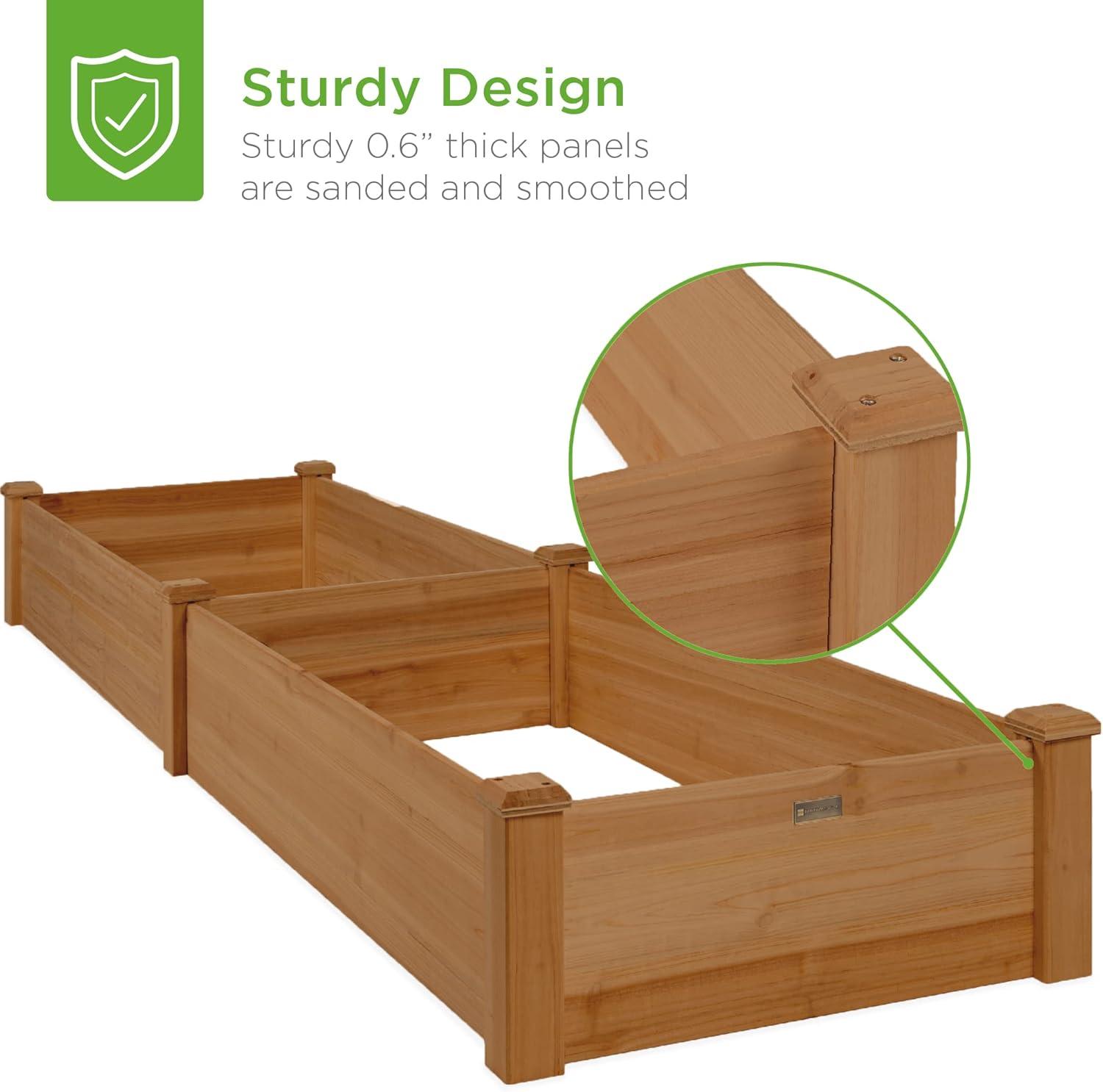 imageBest Choice Products 8x2ft Outdoor Wooden Raised Garden Bed Planter for Vegetables Grass Lawn Yard  NaturalAcorn Brown