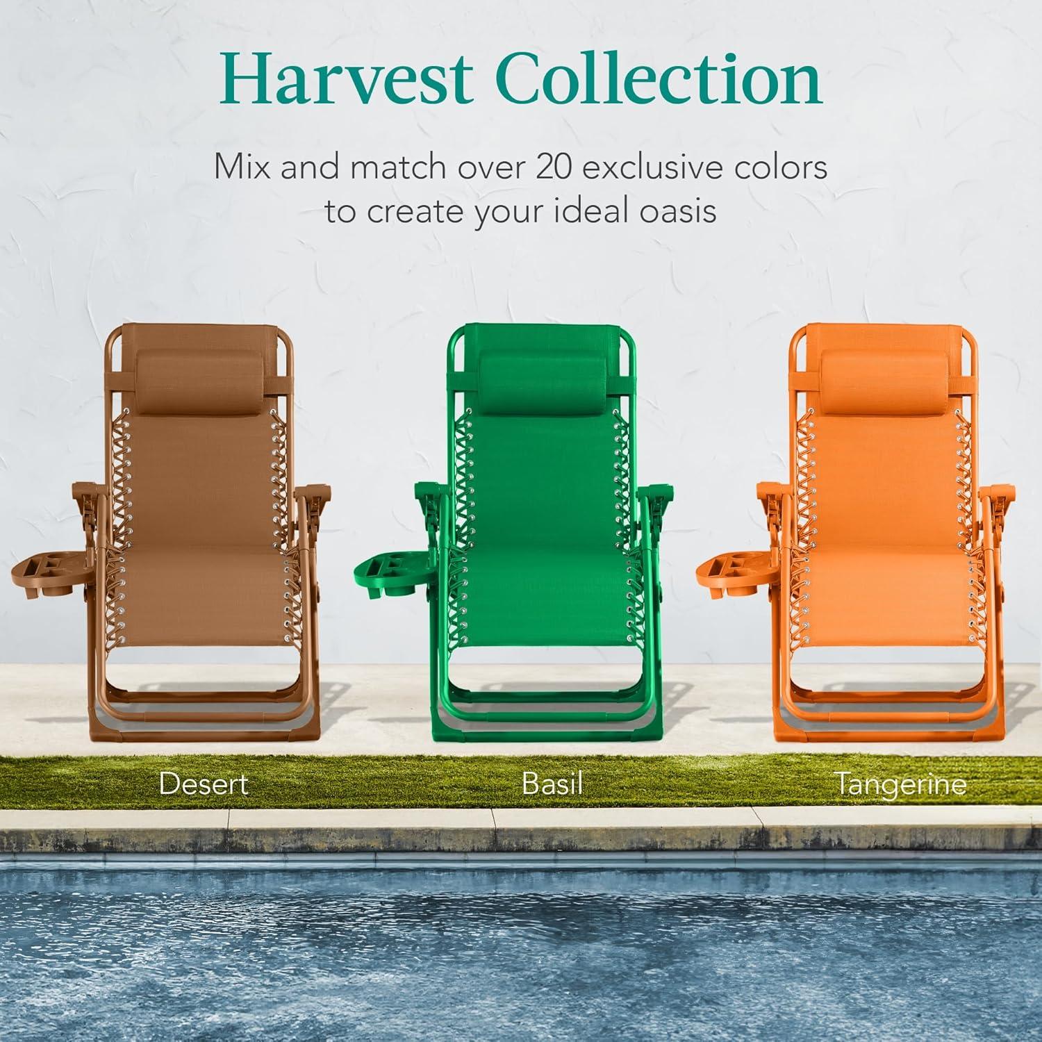 imageBest Choice Products Adjustable Zero Gravity Chair Monochromatic Color Folding Patio Recliner wSide Tray Headrest  SeafoamBasil