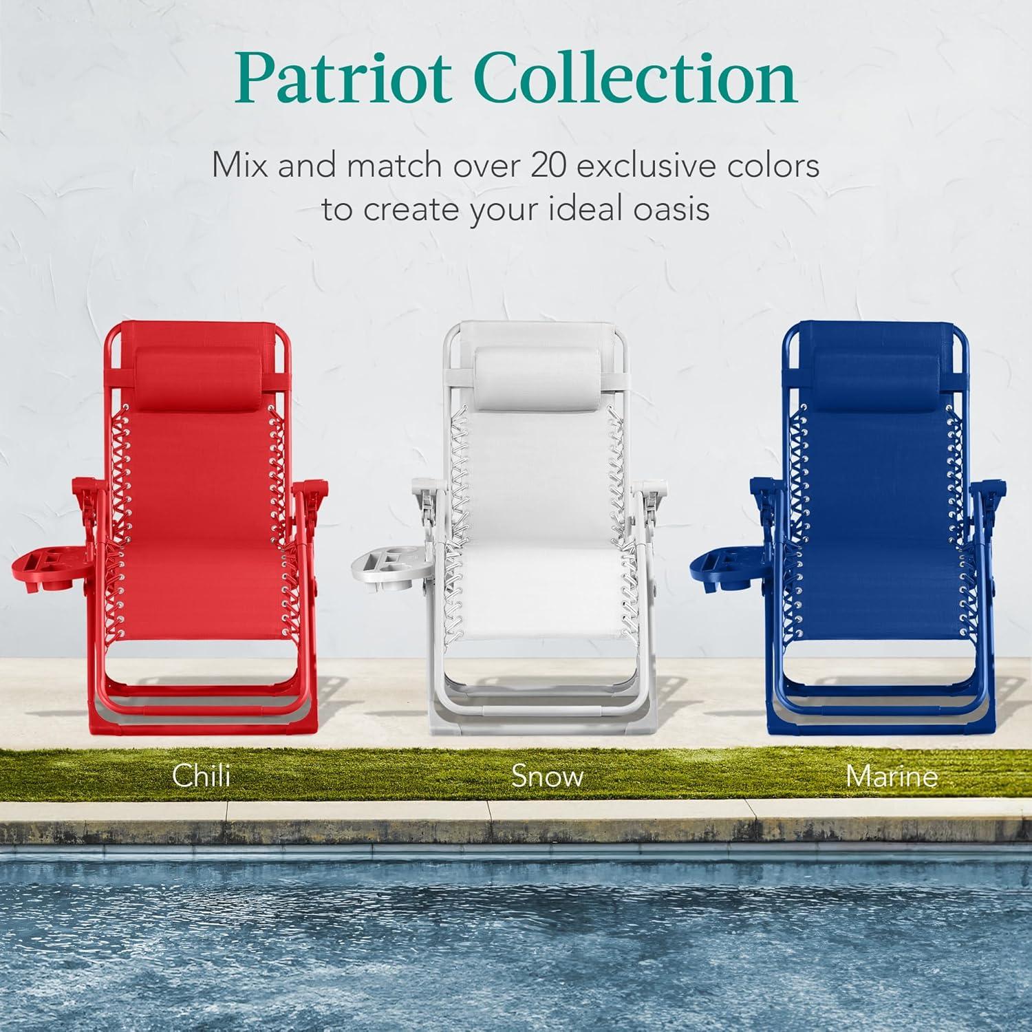 imageBest Choice Products Adjustable Zero Gravity Chair Monochromatic Color Folding Patio Recliner wSide Tray Headrest  SeafoamChili