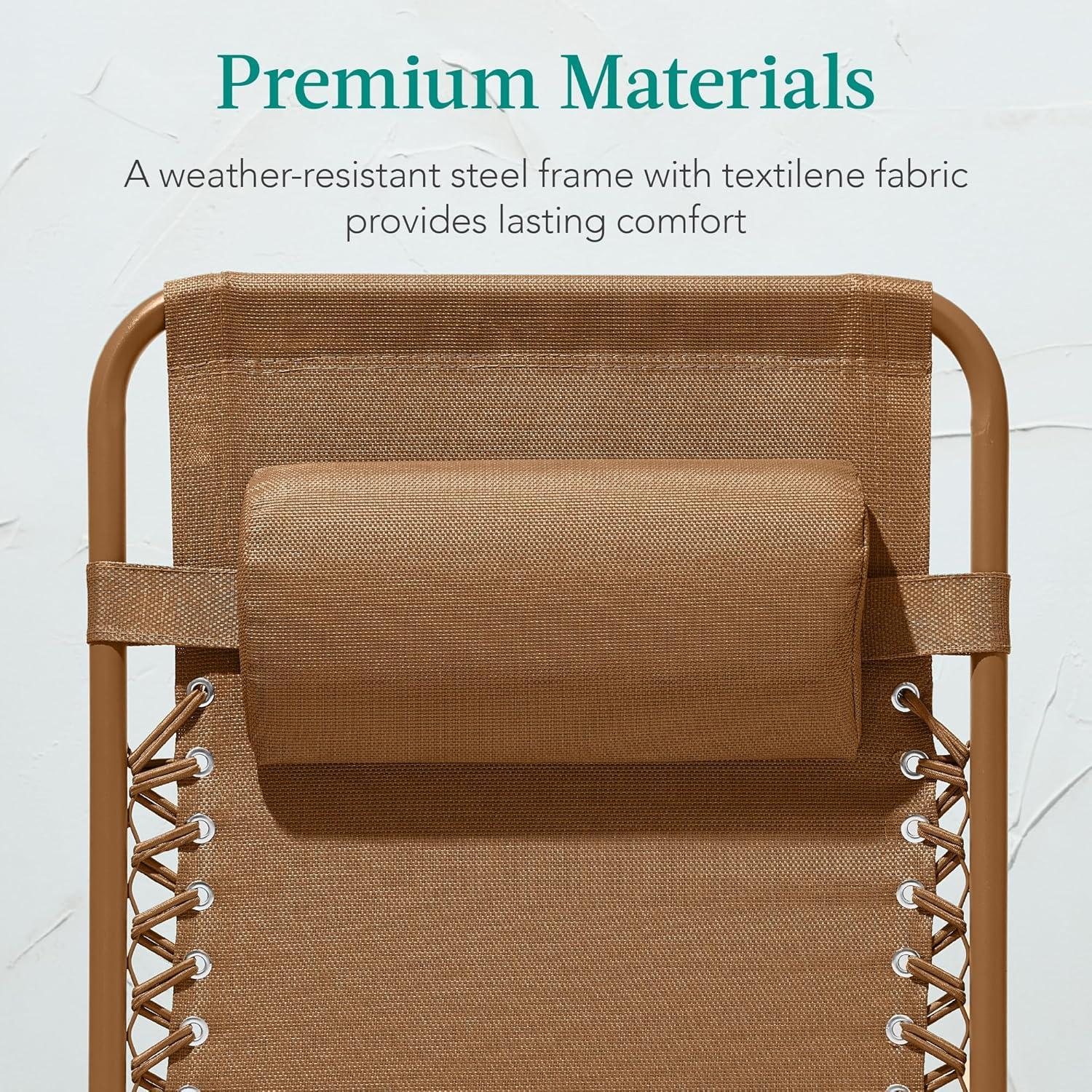 imageBest Choice Products Adjustable Zero Gravity Chair Monochromatic Color Folding Patio Recliner wSide Tray Headrest  SeafoamDesert