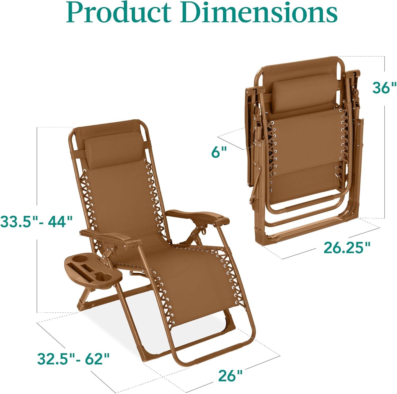 imageBest Choice Products Adjustable Zero Gravity Chair Monochromatic Color Folding Patio Recliner wSide Tray Headrest  SeafoamDesert