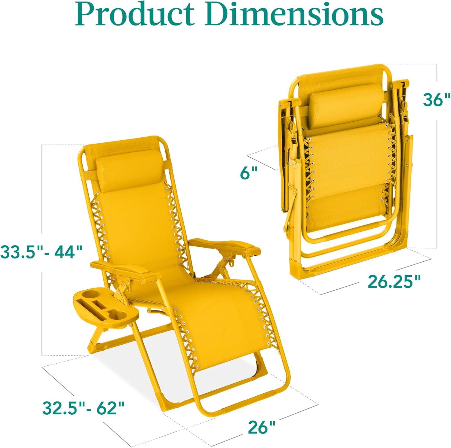 imageBest Choice Products Adjustable Zero Gravity Chair Monochromatic Color Folding Patio Recliner wSide Tray Headrest  SeafoamSunflower