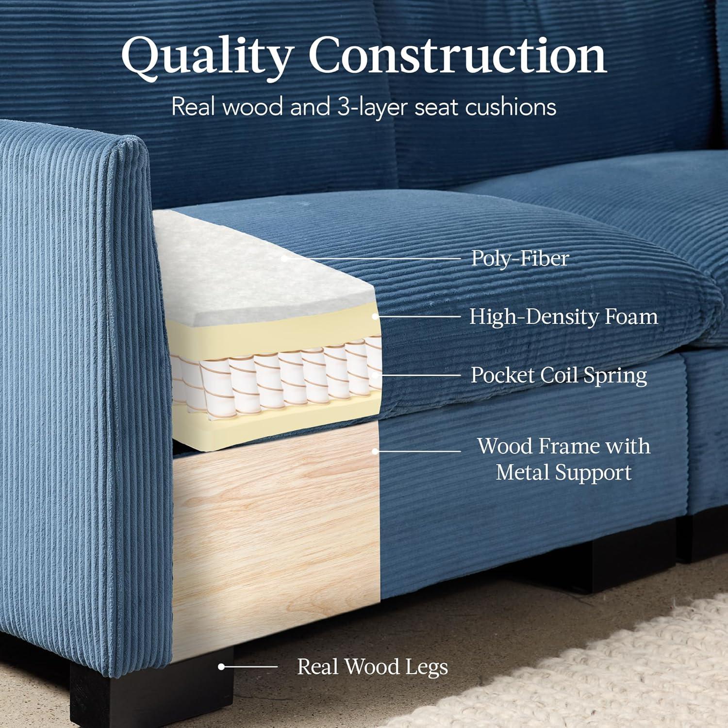 imageBest Choice Products Modern Loveseat Sofa for Living Room Corduroy Recliner Removable Cover Spring Cushions Solid Wood Frame Easy Assembly for Small Spaces 82in  IvoryStone Blue