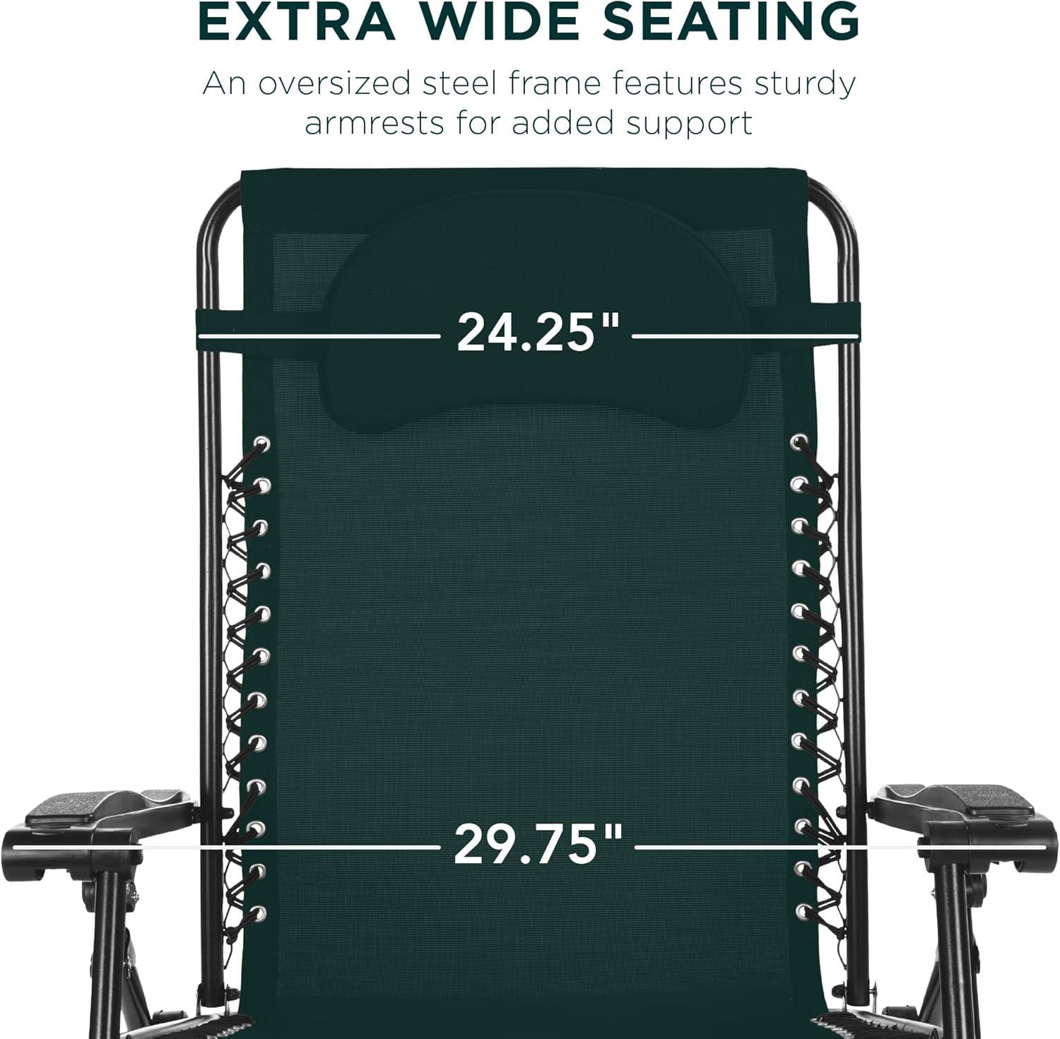 imageBest Choice Products Oversized Zero Gravity Chair Folding Outdoor Patio Lounge Recliner wCup Holder Accessory Tray Pillow  Amethyst PurpleForest Green