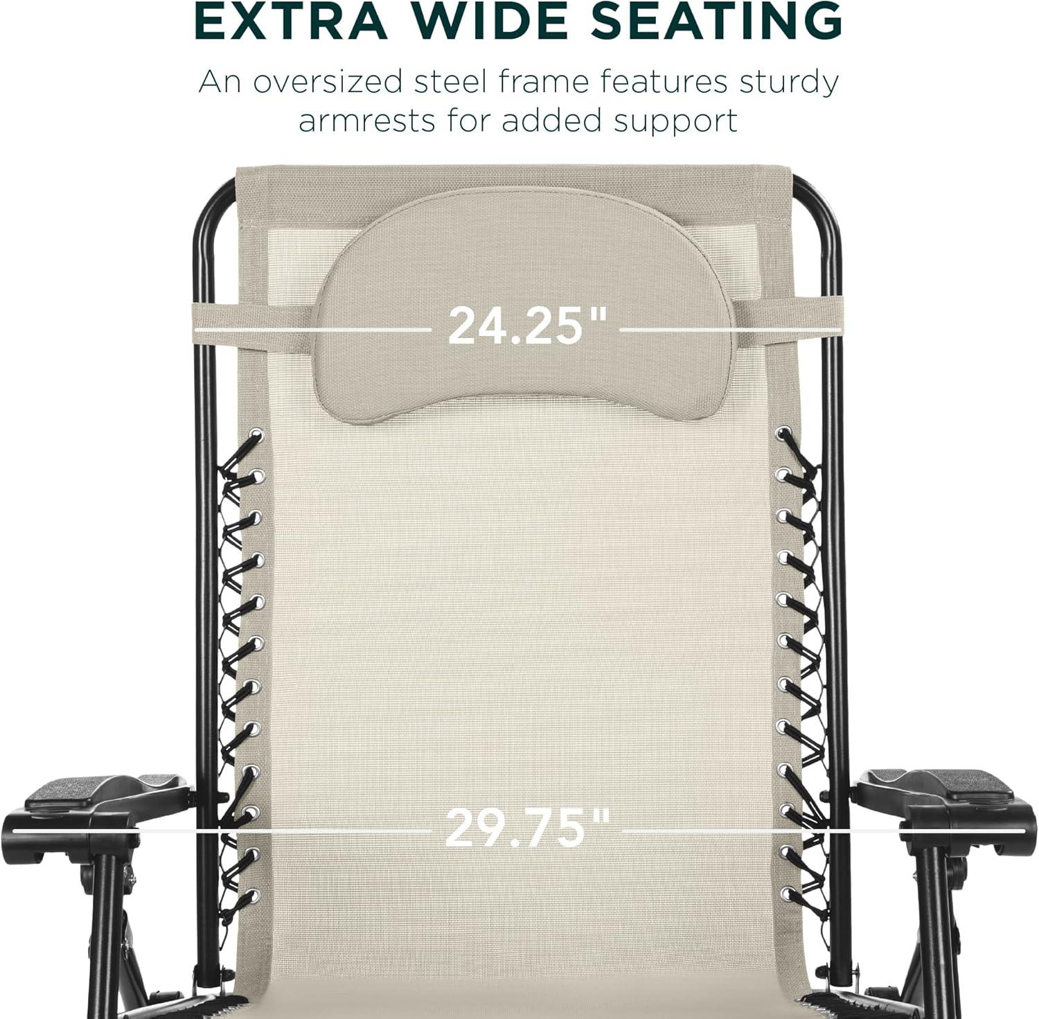 imageBest Choice Products Oversized Zero Gravity Chair Folding Outdoor Patio Lounge Recliner wCup Holder Accessory Tray Pillow  Amethyst PurpleIvory