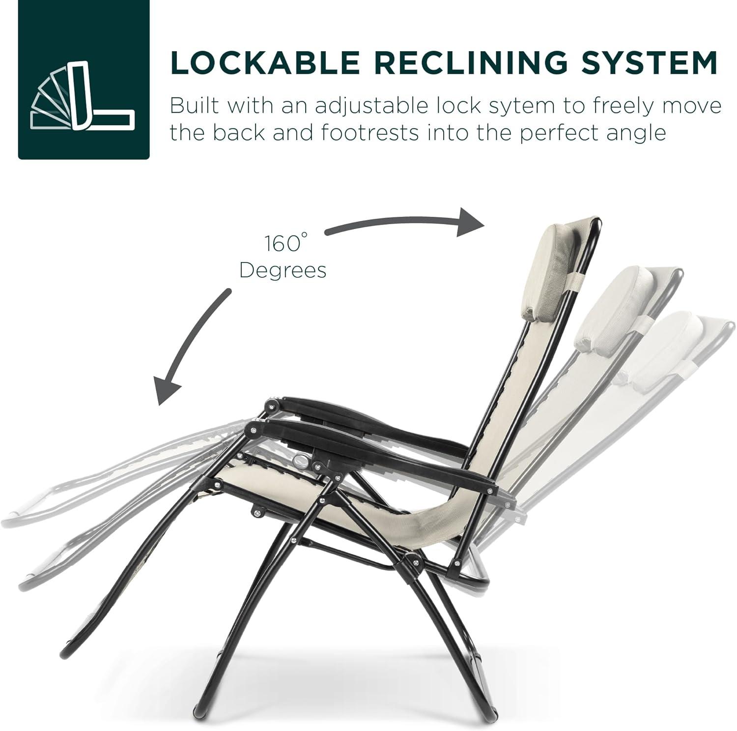 imageBest Choice Products Oversized Zero Gravity Chair Folding Outdoor Patio Lounge Recliner wCup Holder Accessory Tray Pillow  Amethyst PurpleIvory