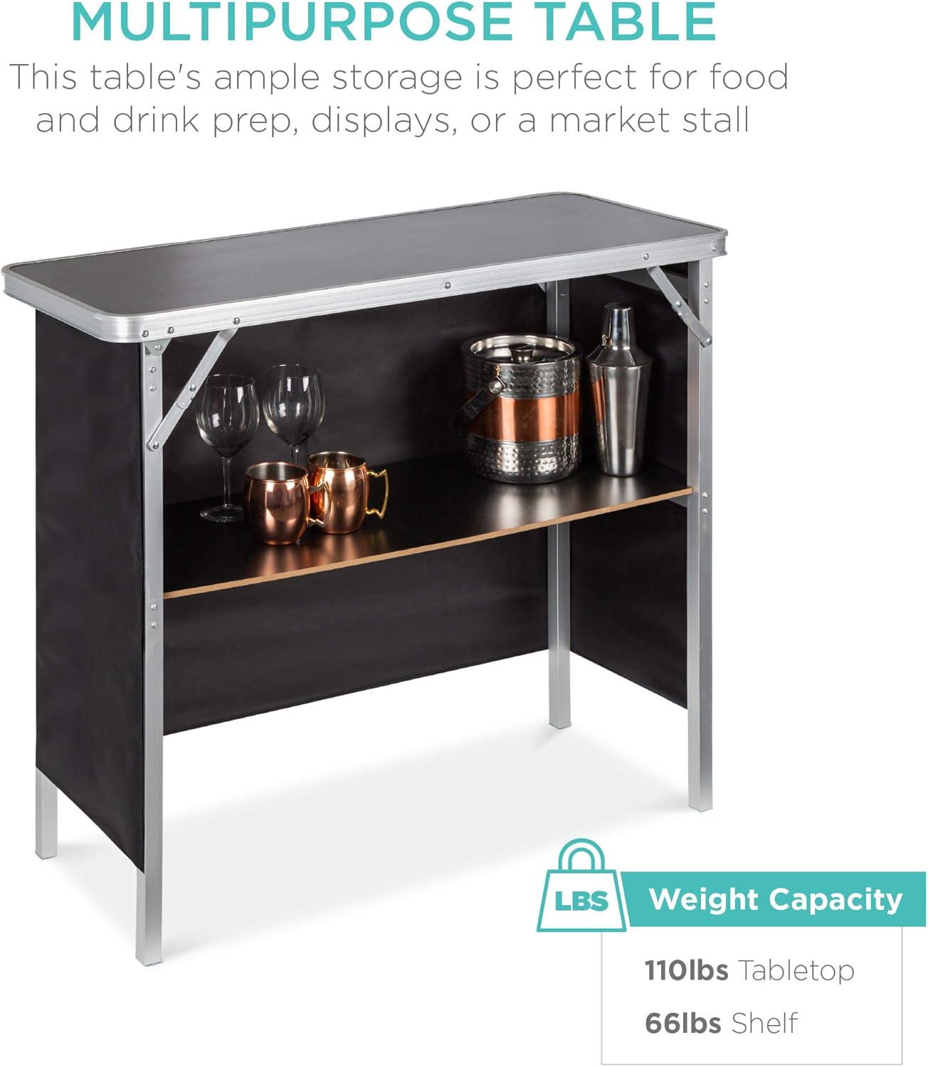 imageBest Choice Products Portable PopUp Bar Table for Indoor Outdoor Party Picnic Tailgate Entertaining wCarrying Case Storage Shelf Removable Skirt