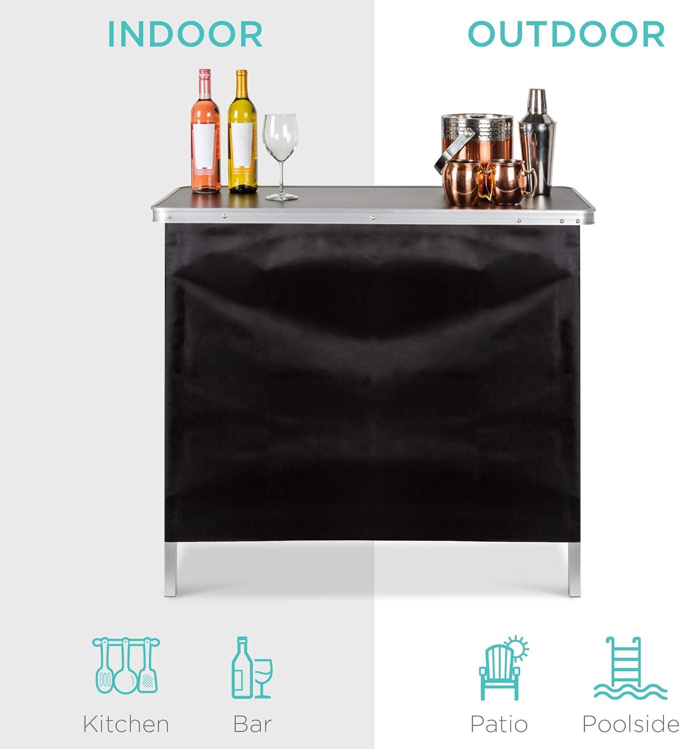 imageBest Choice Products Portable PopUp Bar Table for Indoor Outdoor Party Picnic Tailgate Entertaining wCarrying Case Storage Shelf Removable Skirt