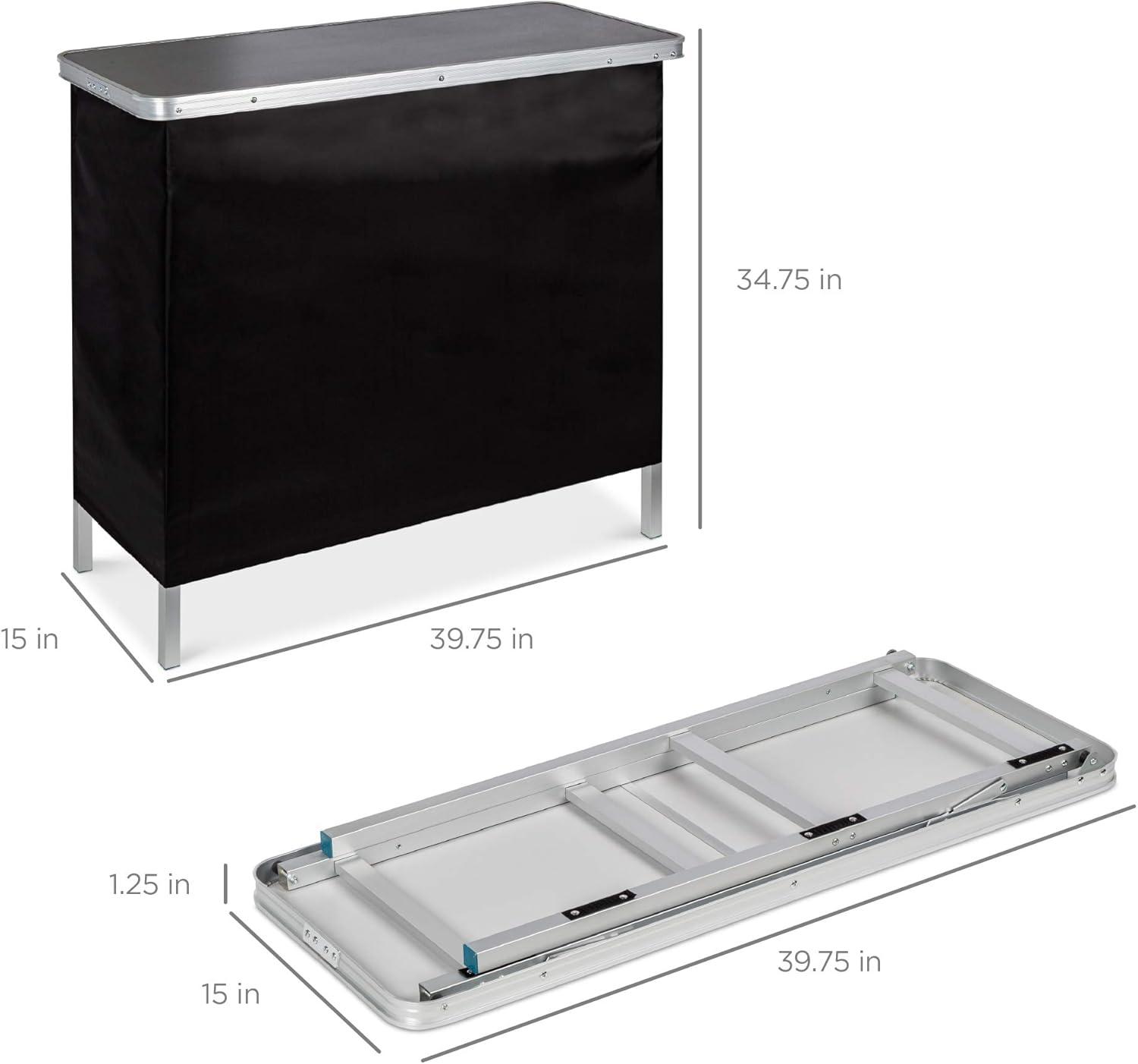 imageBest Choice Products Portable PopUp Bar Table for Indoor Outdoor Party Picnic Tailgate Entertaining wCarrying Case Storage Shelf Removable Skirt