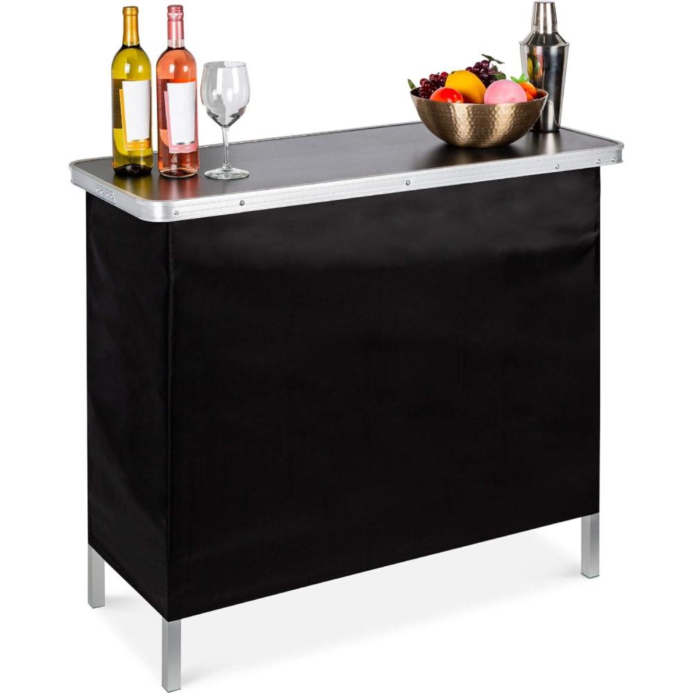 imageBest Choice Products Portable PopUp Bar Table for Indoor Outdoor Party Picnic Tailgate Entertaining wCarrying Case Storage Shelf Removable Skirt