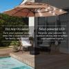 imageBest Choice Products 10ft 3Tier Solar Patio Market Umbrella Outdoor Sun Shade for Backyard Deck Poolside Table wWoodgrain Pattern LED Lights Tilt Adjustment  Sky BlueGray