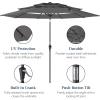 imageBest Choice Products 10ft 3Tier Solar Patio Market Umbrella Outdoor Sun Shade for Backyard Deck Poolside Table wWoodgrain Pattern LED Lights Tilt Adjustment  Sky BlueGray
