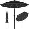 imageBest Choice Products 10ft 3Tier Solar Patio Market Umbrella Outdoor Sun Shade for Backyard Deck Poolside Table wWoodgrain Pattern LED Lights Tilt Adjustment  Sky BlueBlack