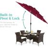 imageBest Choice Products 10ft 3Tier Solar Patio Market Umbrella Outdoor Sun Shade for Backyard Deck Poolside Table wWoodgrain Pattern LED Lights Tilt Adjustment  Sky BlueBurgundy