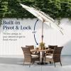imageBest Choice Products 10ft 3Tier Solar Patio Market Umbrella Outdoor Sun Shade for Backyard Deck Poolside Table wWoodgrain Pattern LED Lights Tilt Adjustment  Sky BlueIvory
