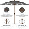 imageBest Choice Products 10ft 3Tier Solar Patio Market Umbrella Outdoor Sun Shade for Backyard Deck Poolside Table wWoodgrain Pattern LED Lights Tilt Adjustment  Sky BlueGray