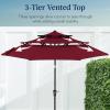 imageBest Choice Products 10ft 3Tier Solar Patio Market Umbrella Outdoor Sun Shade for Backyard Deck Poolside Table wWoodgrain Pattern LED Lights Tilt Adjustment  Sky BlueBurgundy