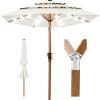 imageBest Choice Products 10ft 3Tier Solar Patio Market Umbrella Outdoor Sun Shade for Backyard Deck Poolside Table wWoodgrain Pattern LED Lights Tilt Adjustment  Sky BlueIvory