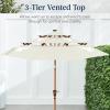 imageBest Choice Products 10ft 3Tier Solar Patio Market Umbrella Outdoor Sun Shade for Backyard Deck Poolside Table wWoodgrain Pattern LED Lights Tilt Adjustment  Sky BlueIvory