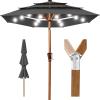 imageBest Choice Products 10ft 3Tier Solar Patio Market Umbrella Outdoor Sun Shade for Backyard Deck Poolside Table wWoodgrain Pattern LED Lights Tilt Adjustment  Sky BlueGray