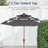 imageBest Choice Products 10ft 3Tier Solar Patio Market Umbrella Outdoor Sun Shade for Backyard Deck Poolside Table wWoodgrain Pattern LED Lights Tilt Adjustment  Sky BlueGray