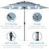 imageBest Choice Products 10ft 3Tier Solar Patio Market Umbrella Outdoor Sun Shade for Backyard Deck Poolside Table wWoodgrain Pattern LED Lights Tilt Adjustment  Sky BlueBreeze Blue
