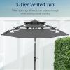 imageBest Choice Products 10ft 3Tier Solar Patio Market Umbrella Outdoor Sun Shade for Backyard Deck Poolside Table wWoodgrain Pattern LED Lights Tilt Adjustment  Sky BlueGray