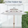 imageBest Choice Products 10ft 3Tier Solar Patio Market Umbrella Outdoor Sun Shade for Backyard Deck Poolside Table wWoodgrain Pattern LED Lights Tilt Adjustment  Sky BlueFog Gray