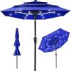 imageBest Choice Products 10ft 3Tier Solar Patio Market Umbrella Outdoor Sun Shade for Backyard Deck Poolside Table wWoodgrain Pattern LED Lights Tilt Adjustment  Sky BlueResort Blue
