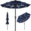 imageBest Choice Products 10ft 3Tier Solar Patio Market Umbrella Outdoor Sun Shade for Backyard Deck Poolside Table wWoodgrain Pattern LED Lights Tilt Adjustment  Sky BlueNavy Blue