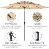 imageBest Choice Products 10ft 3Tier Solar Patio Market Umbrella Outdoor Sun Shade for Backyard Deck Poolside Table wWoodgrain Pattern LED Lights Tilt Adjustment  Sky BlueSand