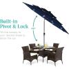 imageBest Choice Products 10ft 3Tier Solar Patio Market Umbrella Outdoor Sun Shade for Backyard Deck Poolside Table wWoodgrain Pattern LED Lights Tilt Adjustment  Sky BlueNavy Blue