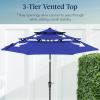 imageBest Choice Products 10ft 3Tier Solar Patio Market Umbrella Outdoor Sun Shade for Backyard Deck Poolside Table wWoodgrain Pattern LED Lights Tilt Adjustment  Sky BlueResort Blue