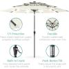 imageBest Choice Products 10ft 3Tier Solar Patio Market Umbrella Outdoor Sun Shade for Backyard Deck Poolside Table wWoodgrain Pattern LED Lights Tilt Adjustment  Sky BlueIvory