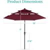 imageBest Choice Products 10ft 3Tier Solar Patio Market Umbrella Outdoor Sun Shade for Backyard Deck Poolside Table wWoodgrain Pattern LED Lights Tilt Adjustment  Sky BlueBurgundy