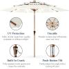 imageBest Choice Products 10ft 3Tier Solar Patio Market Umbrella Outdoor Sun Shade for Backyard Deck Poolside Table wWoodgrain Pattern LED Lights Tilt Adjustment  Sky BlueIvory